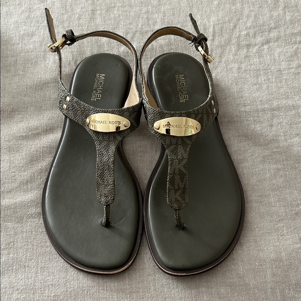 Michael Kors Gold Plate Thong Sandals